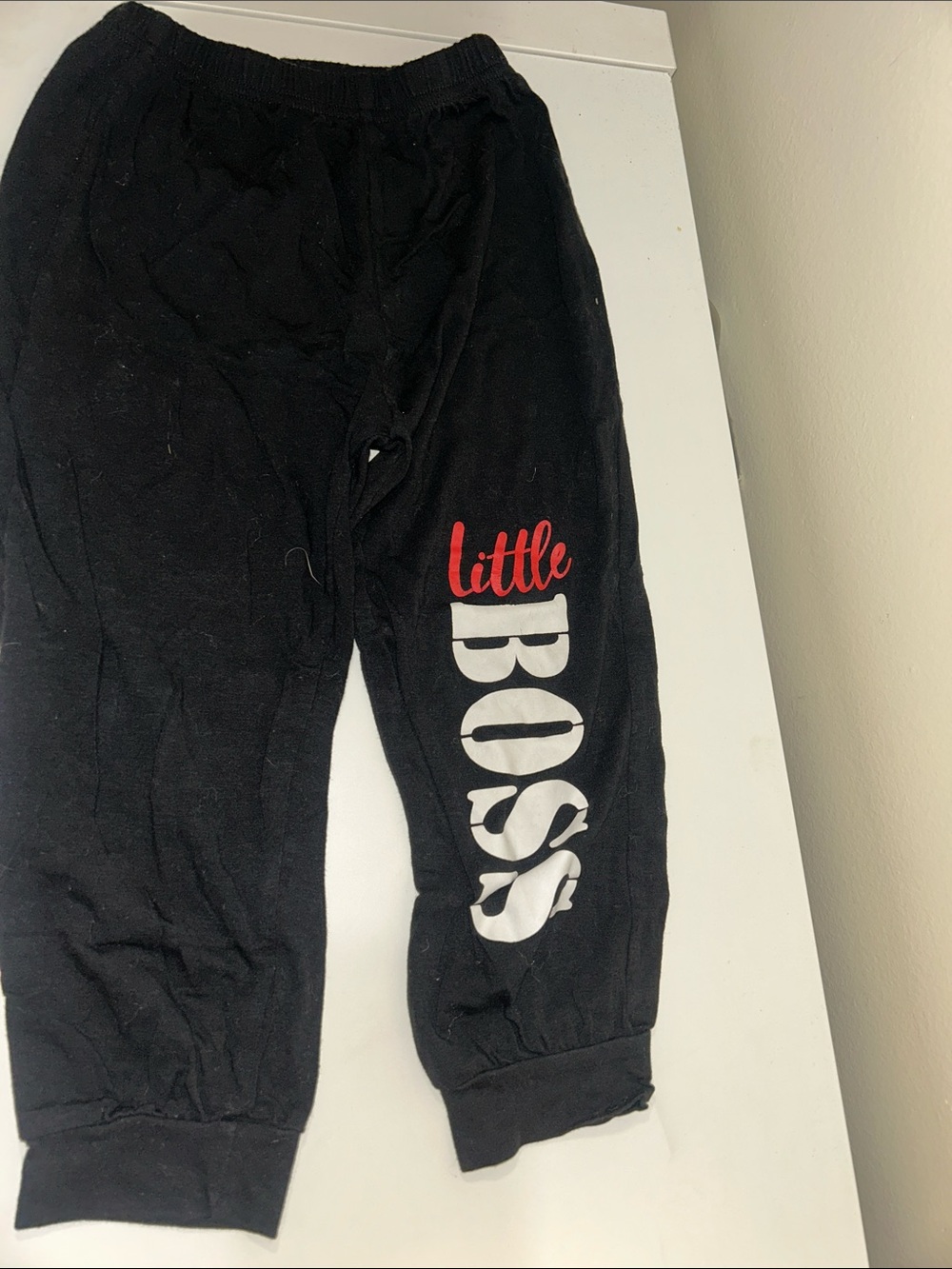 Kids Black 'Little Boss' Jogger Pants